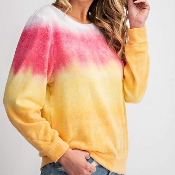 🌼🌸✨Horizontal Tie Dye Round Neck Top - Picture 2 of 6